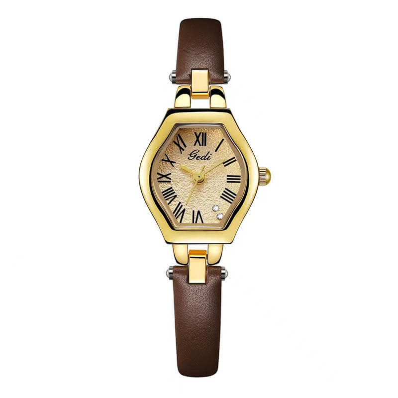 Gold colored barrel watch