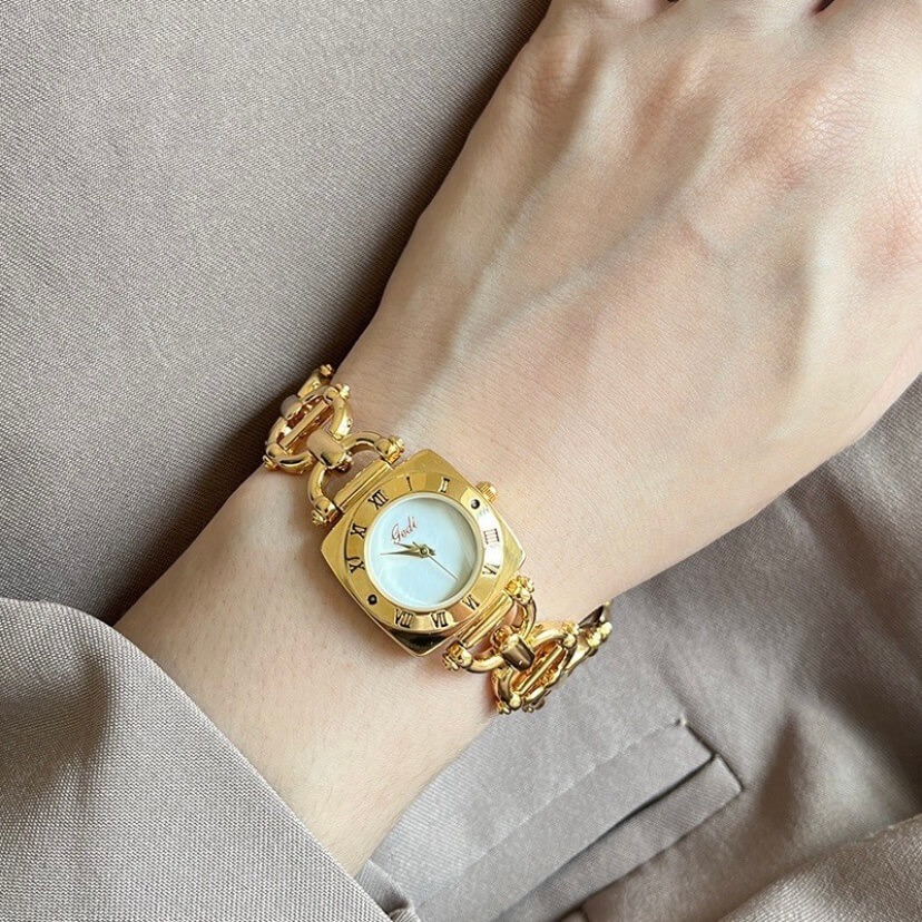 vintage gold square watch