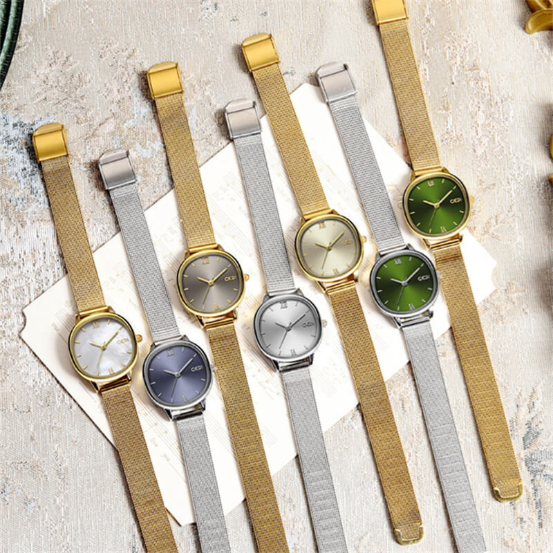 Minimalist Style Silver Round Mesh Strap Quartz Watch