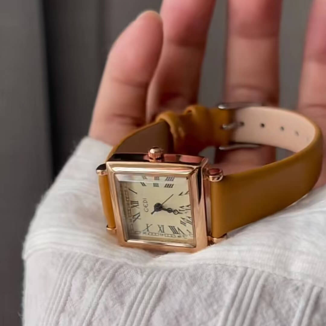 Minimalist Style Brown/Black Square Face Watch