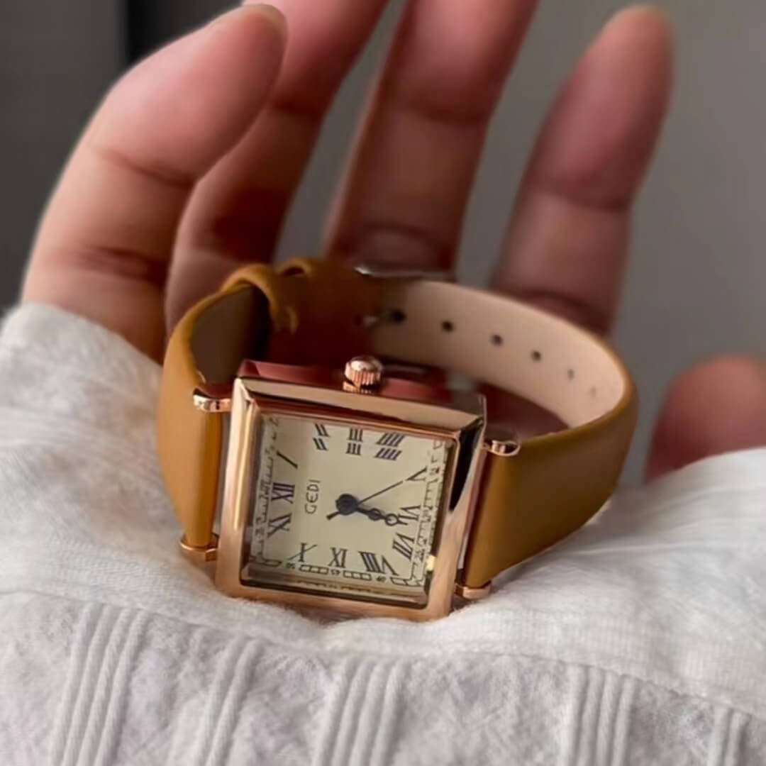 Minimalist Style Brown/Black Square Face Watch