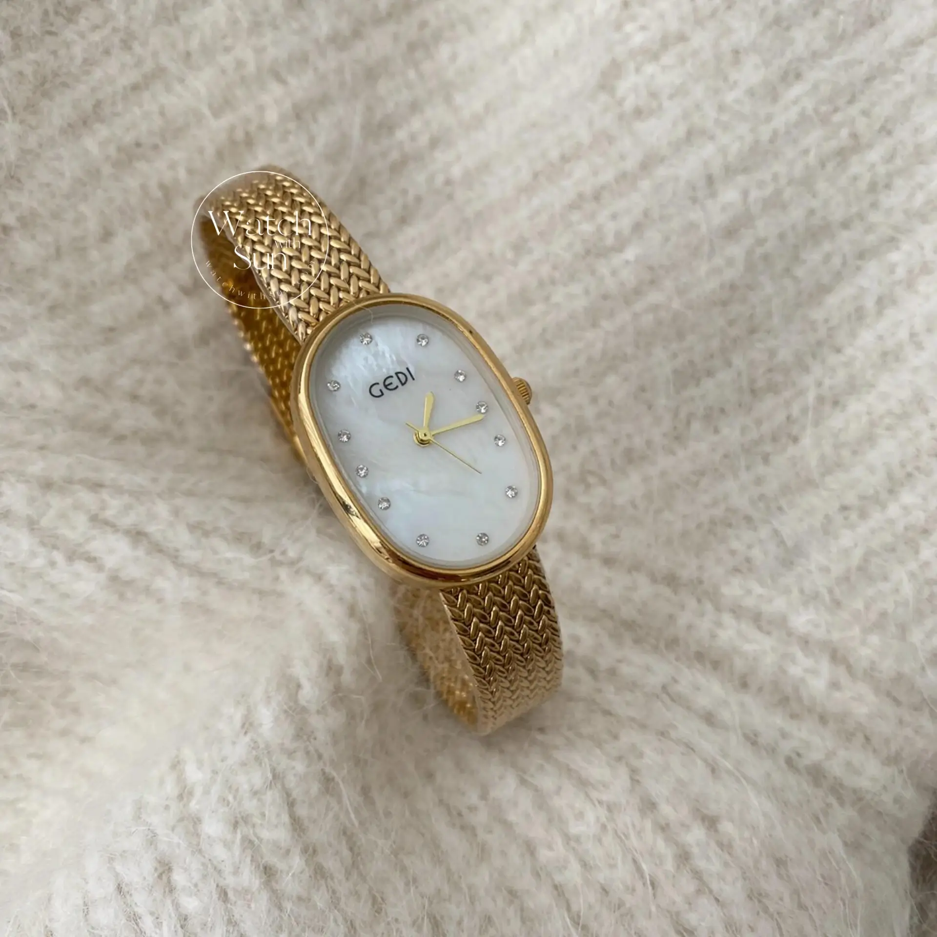 Classic Gold/Silver Oval Disc Bracelet Ladies Watch