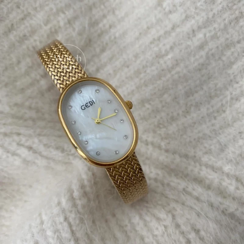 Classic Gold/Silver Oval Disc Bracelet Ladies Watch
