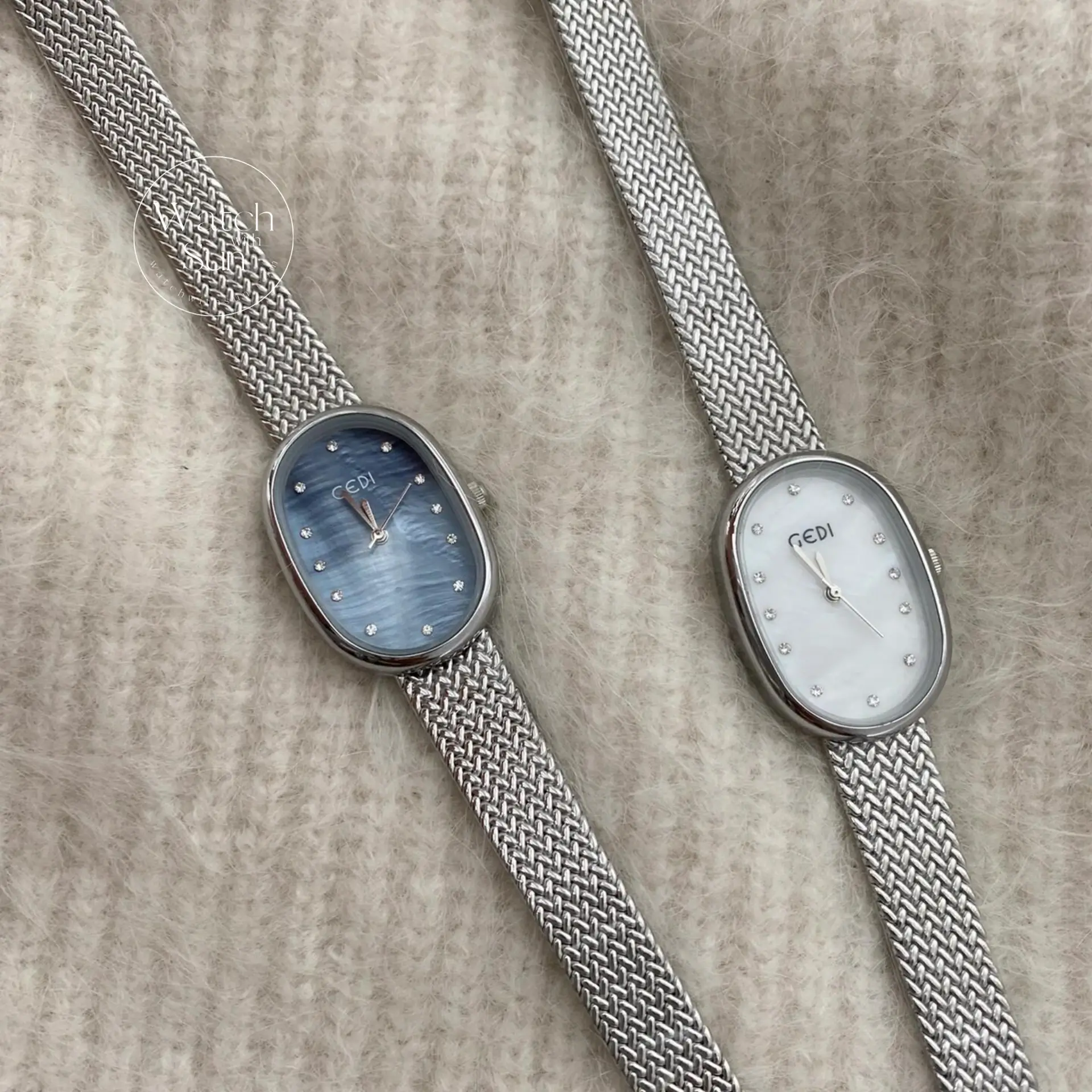 Classic Gold/Silver Oval Disc Bracelet Ladies Watch