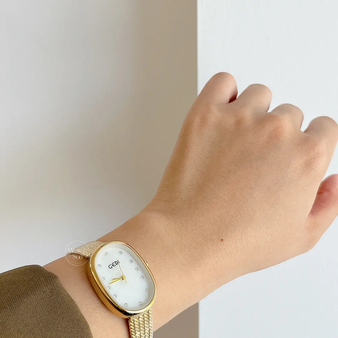 Classic Gold/Silver Oval Disc Bracelet Ladies Watch