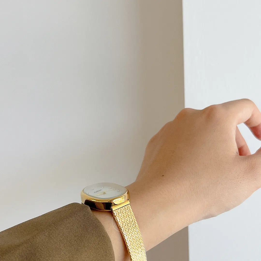 Classic Gold/Silver Oval Disc Bracelet Ladies Watch