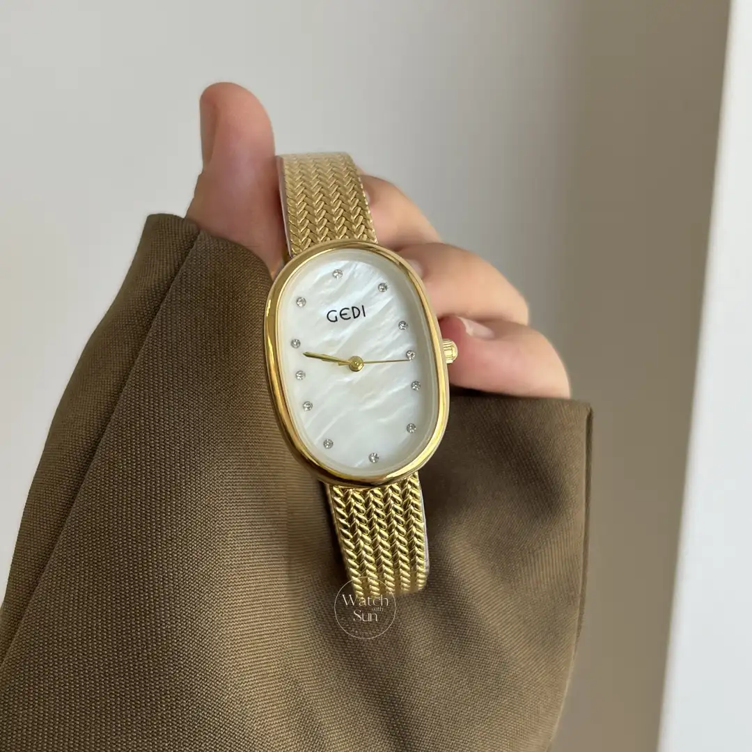 Classic Gold/Silver Oval Disc Bracelet Ladies Watch