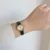 Dainty Black Gold Face Round Leather Watch for Women