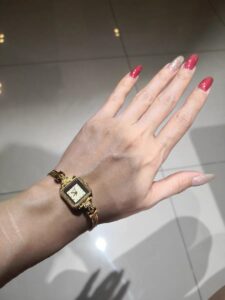 Vintage-Inspired Gold Small Square Face Thin Chain Watch