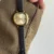 Black Leather Square Face Watch