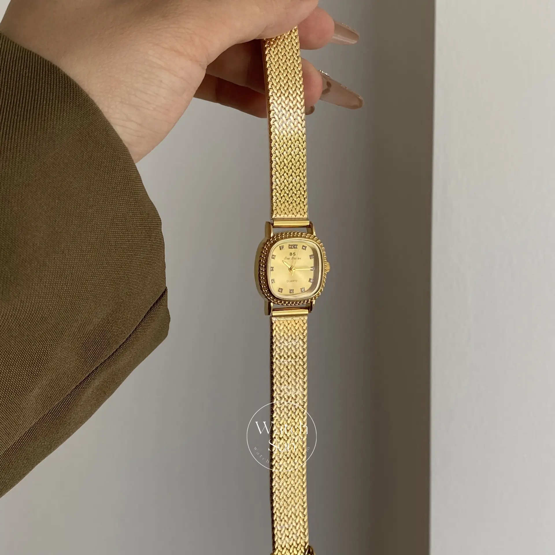 Classic Square Face Gold Band Stainless Steel Watch