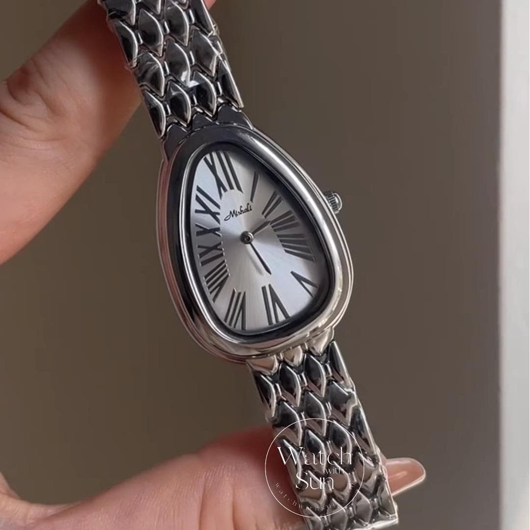 Classic Gold/Silver Snake Head Shape Bracelet Watch