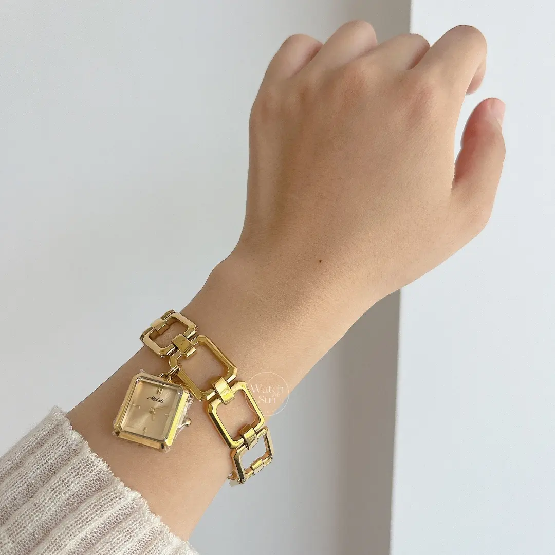 Women's Dainty Gold Rectangle Stainless Steel Chain Watch