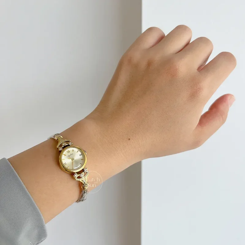 Chic Style Gold Round Stainless Steel Chain Watch for Women