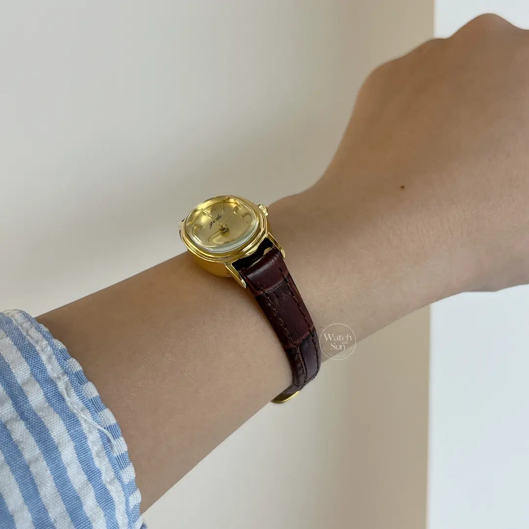 Chic Style Brown/Black Oval Leather Watch for Women