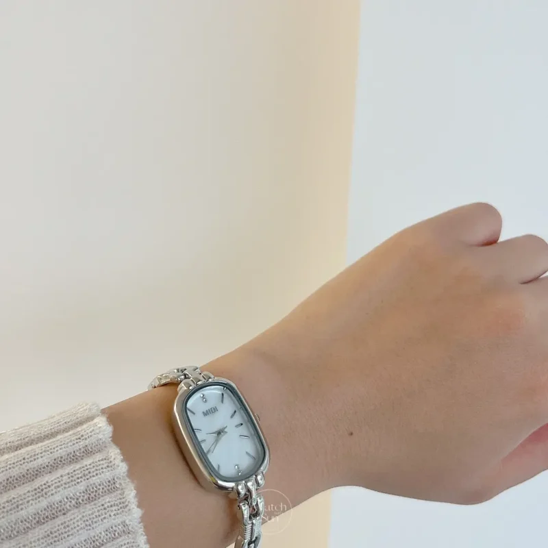Dainty Gold/Silver Oval Mother of Pearl Bracelet Watch