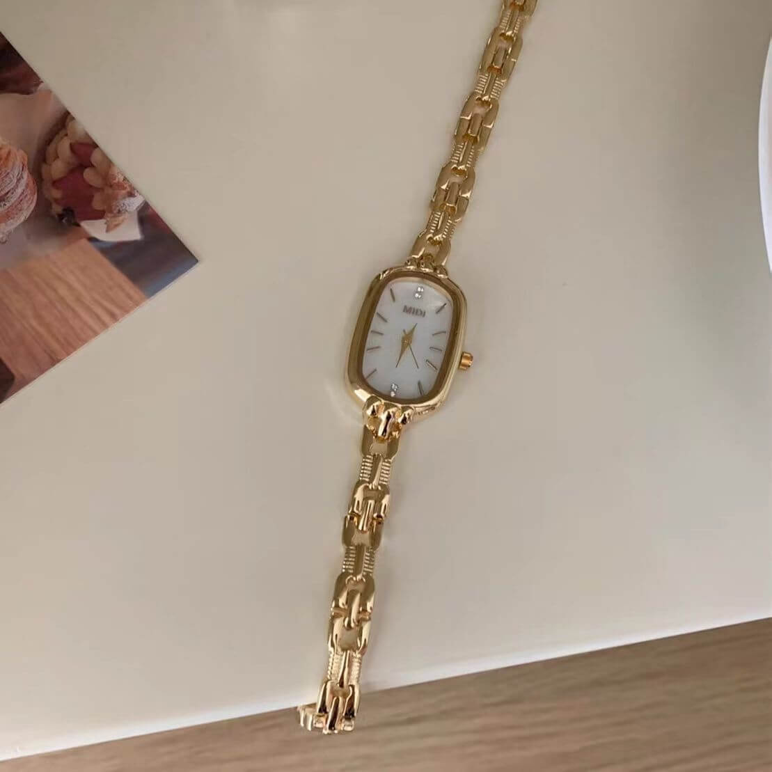 Dainty Gold/Silver Oval Mother of Pearl Bracelet Watch