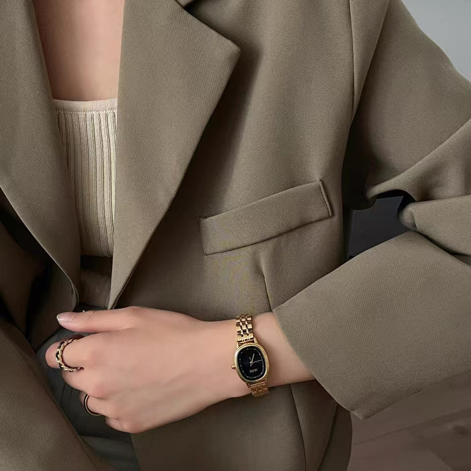 Vintage Gold/Silver Oval Face Bracelet Watch