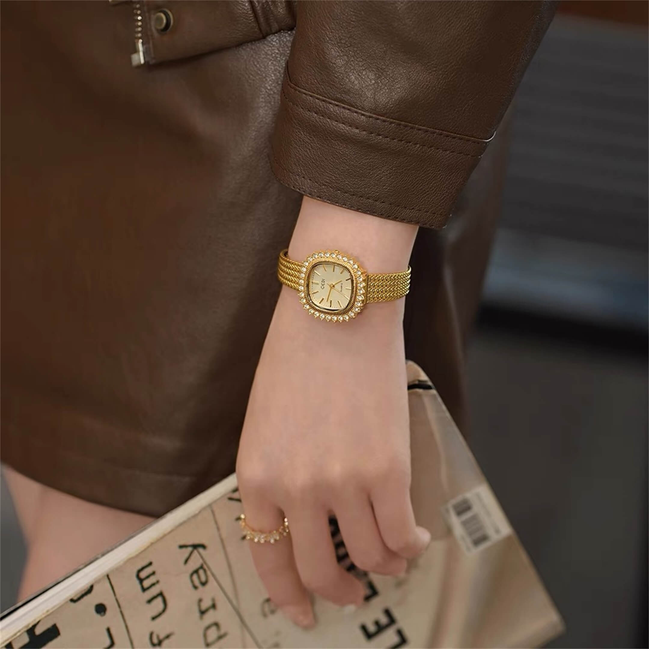 Chic Gold/Silver Square Fringe Stainless Steel Watch