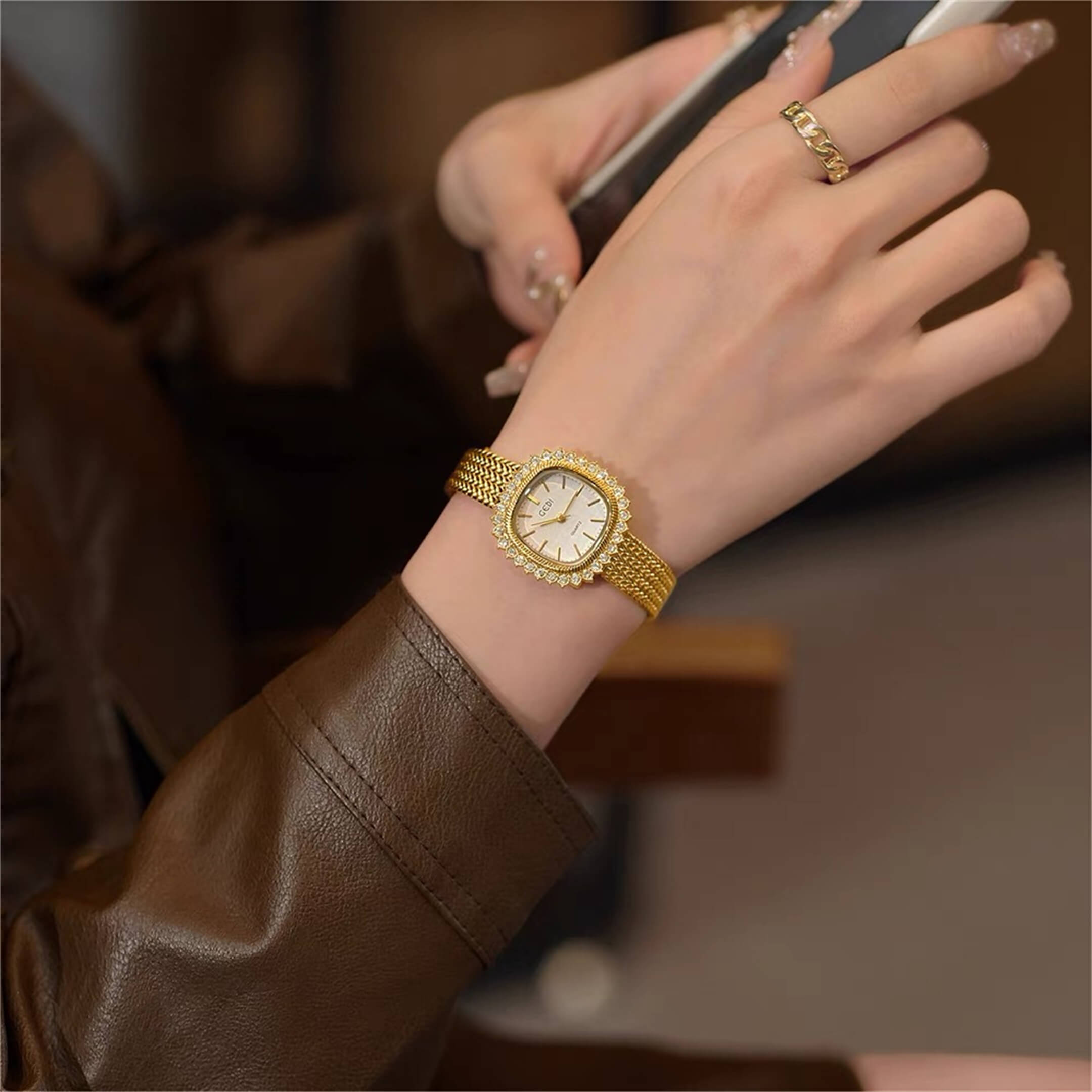 Chic Gold/Silver Square Fringe Stainless Steel Watch