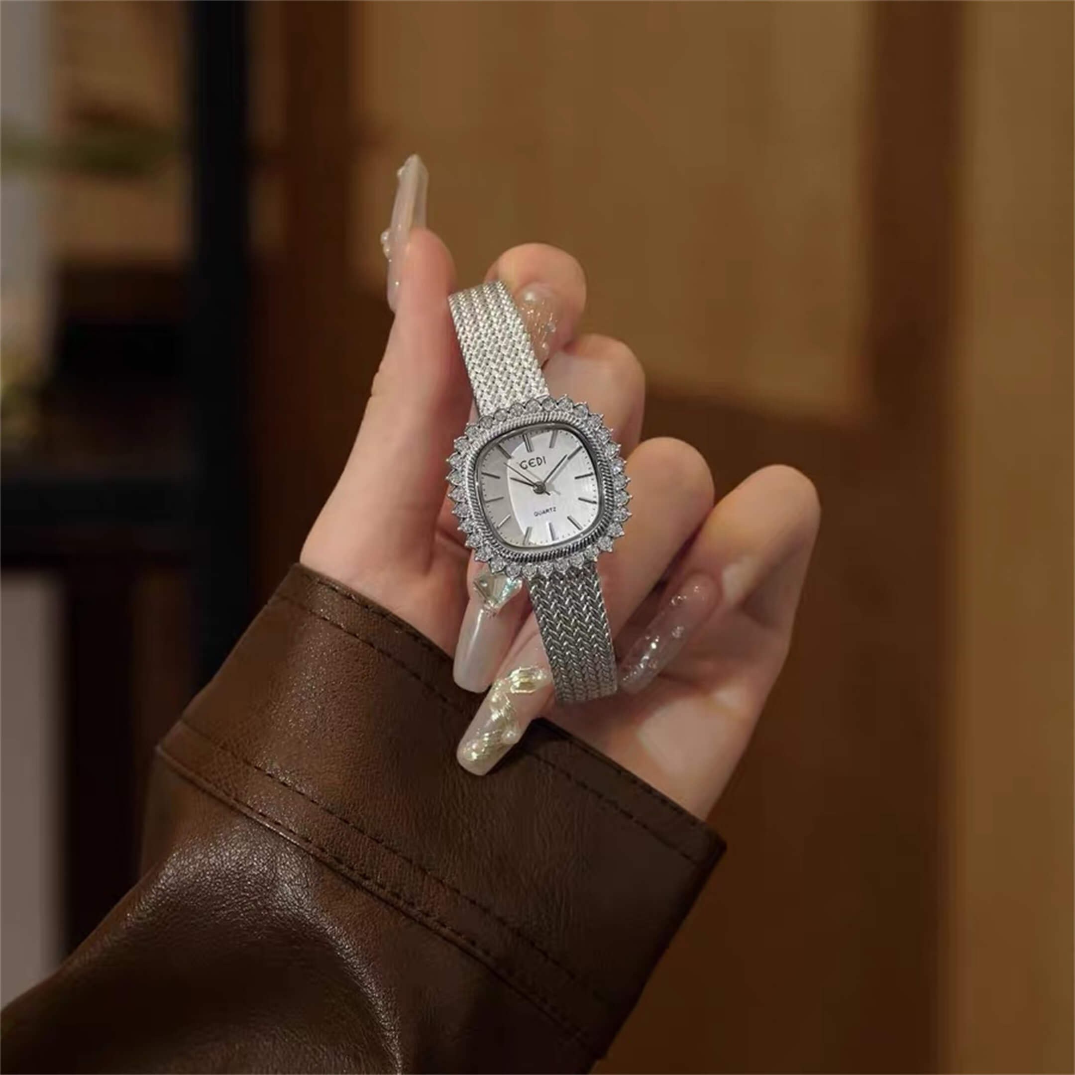 Chic Gold/Silver Square Fringe Stainless Steel Watch