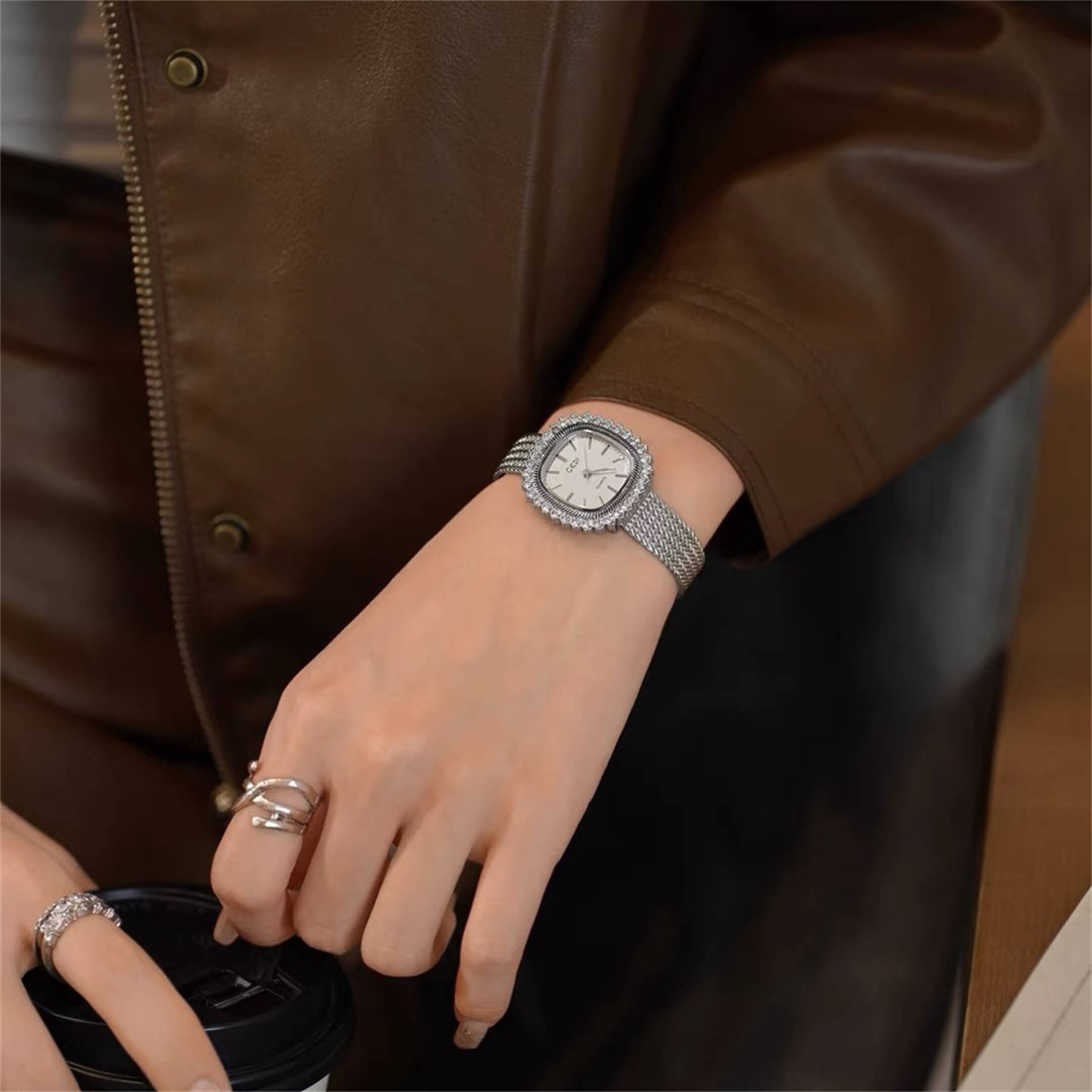 Chic Gold/Silver Square Fringe Stainless Steel Watch