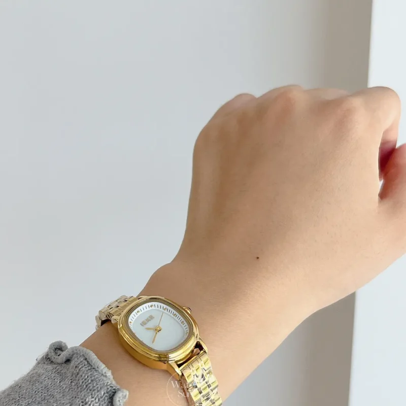 Vintage Gold/Silver Oval Face Bracelet Watch