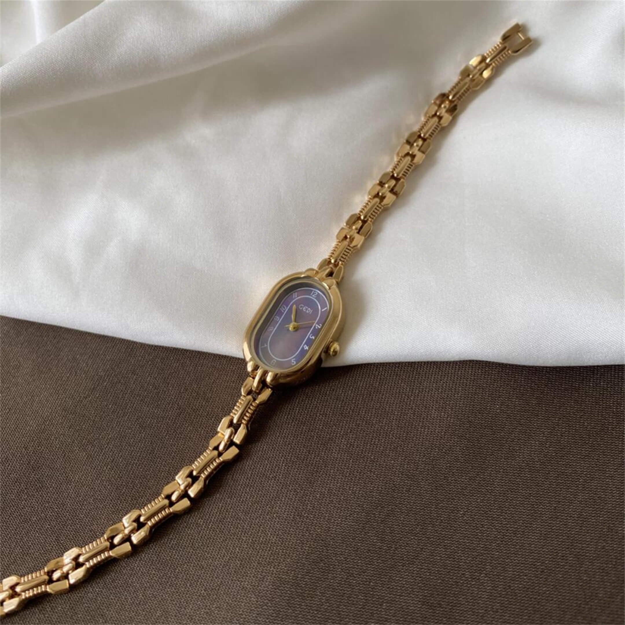 Chic Beige Oval Face Bracelet Watch