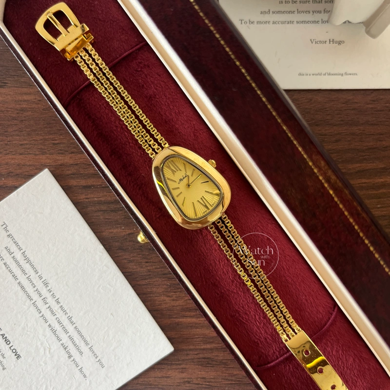 N239-2 Classic Gold/Silver Snake Head Chain Watch for Women