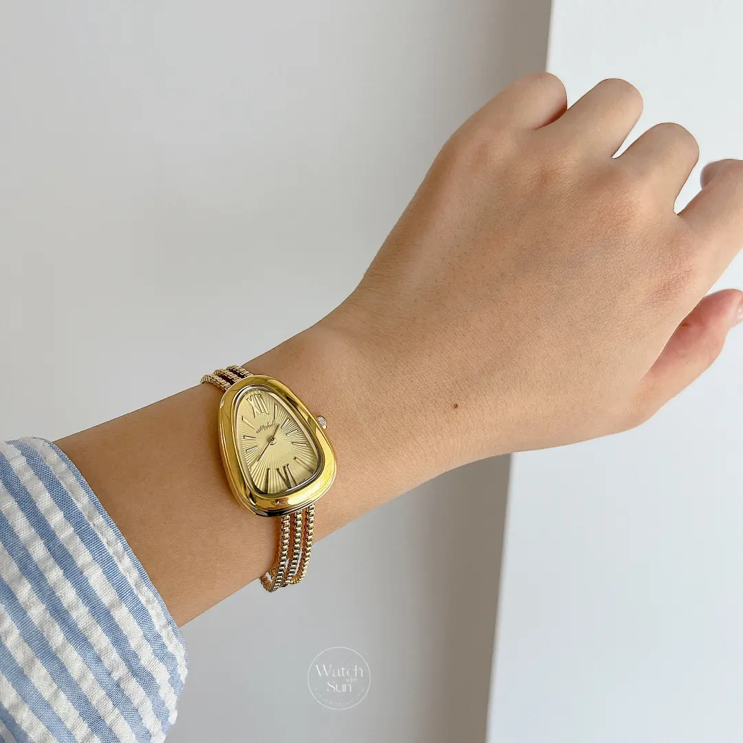 Classic Gold/Silver Snake Head Chain Watch for Women