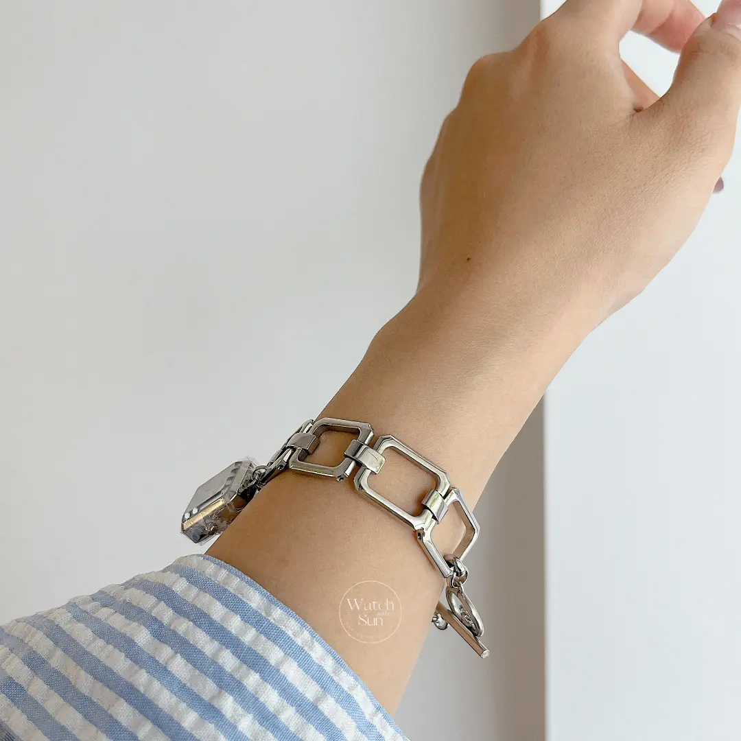 Chic Style Gold/Silver Rectangle Pendant Bracelet Watch