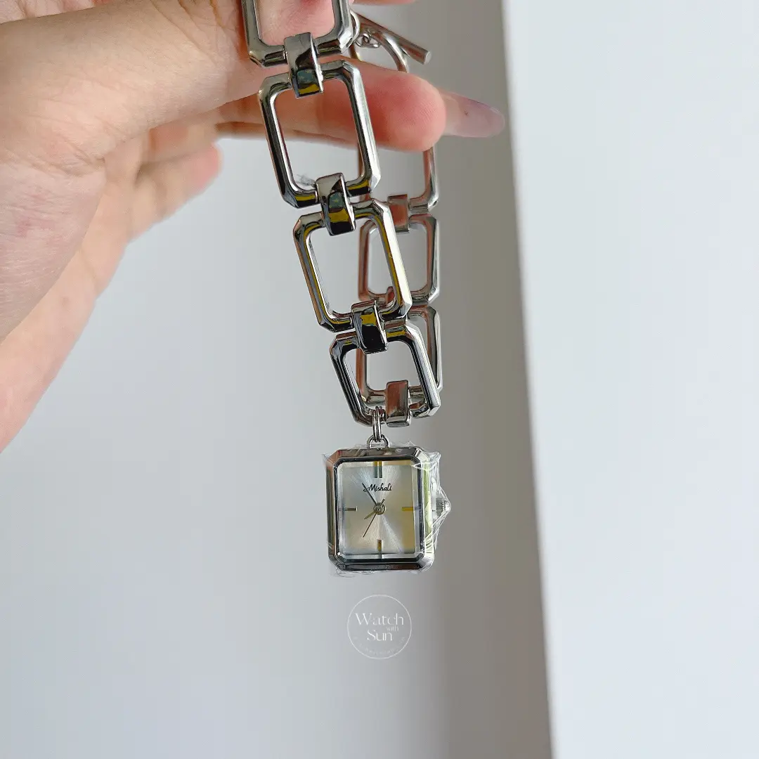 Chic Style Gold/Silver Rectangle Pendant Bracelet Watch