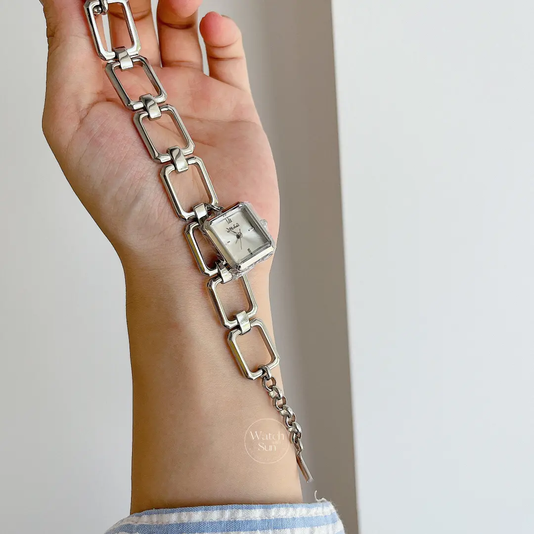 Chic Style Gold/Silver Rectangle Pendant Bracelet Watch