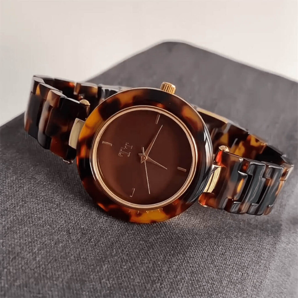 Vintage Amber Brown Round Acrylic Watch - WatchwithSun-Dainty & Chic ...