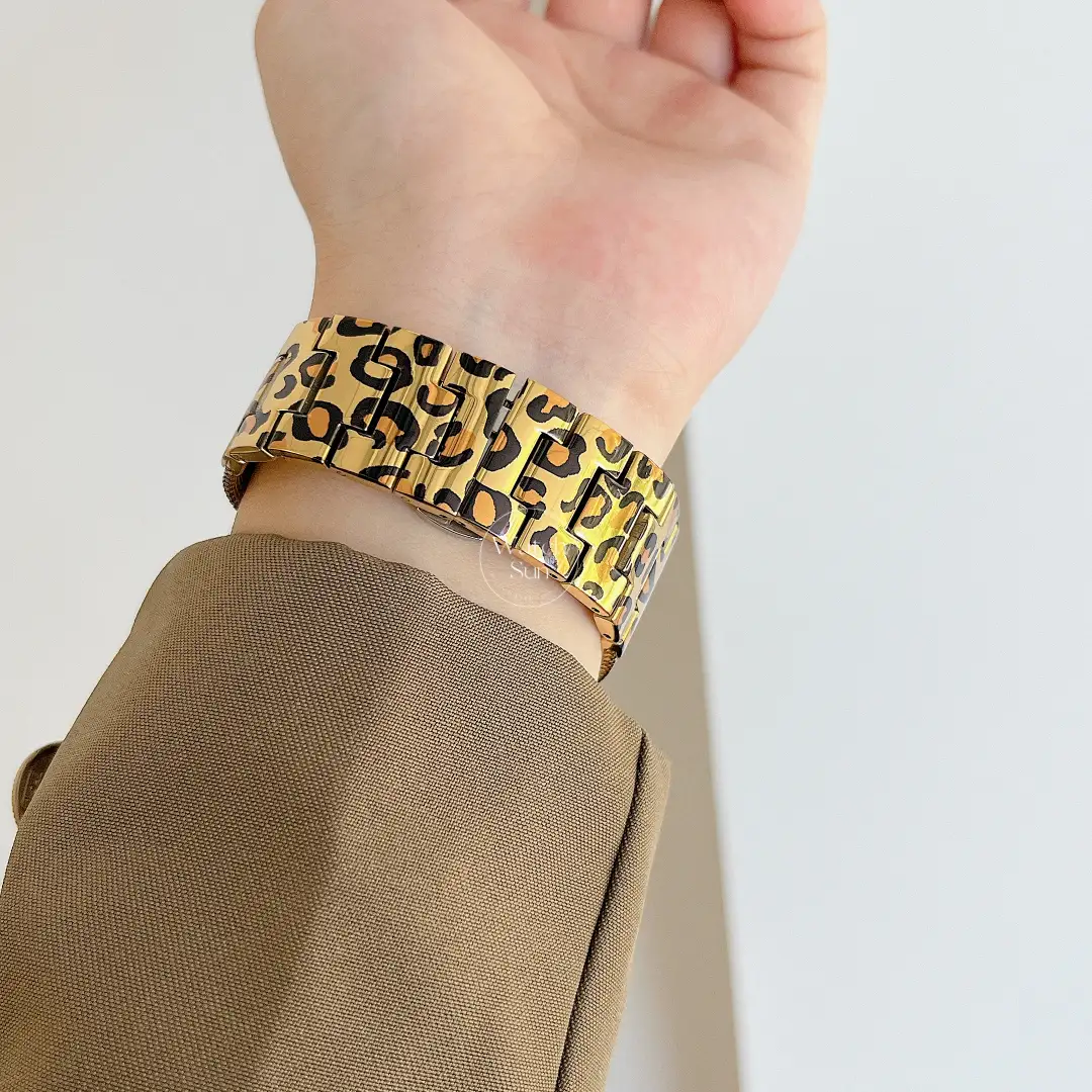 Dainty Gold Wild Leopard Print Square Women's Watch