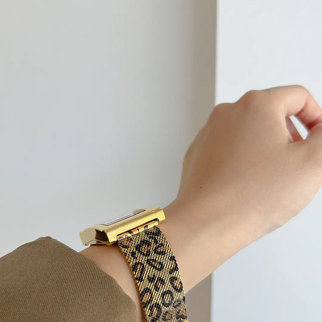 Dainty Gold Wild Leopard Print Square Women's Watch