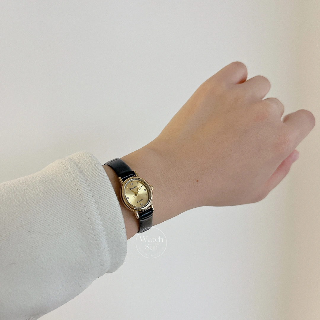 Minimalist Style Black/Brown Small Face Leather Watch