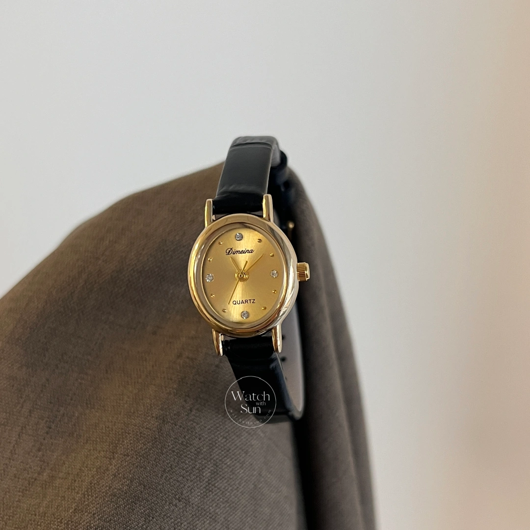 Minimalist Style Black/Brown Small Face Leather Watch