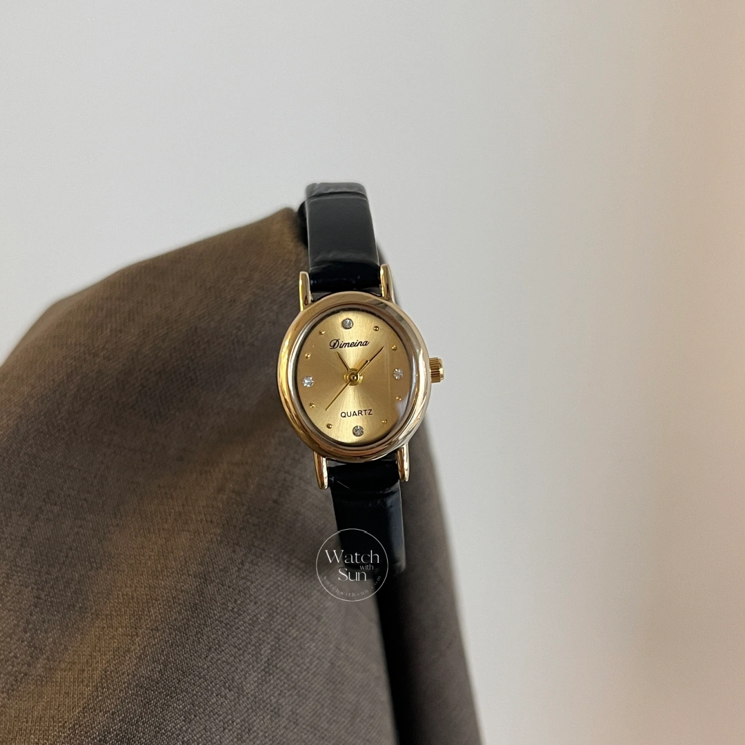 Minimalist Style Black/Brown Small Face Leather Watch