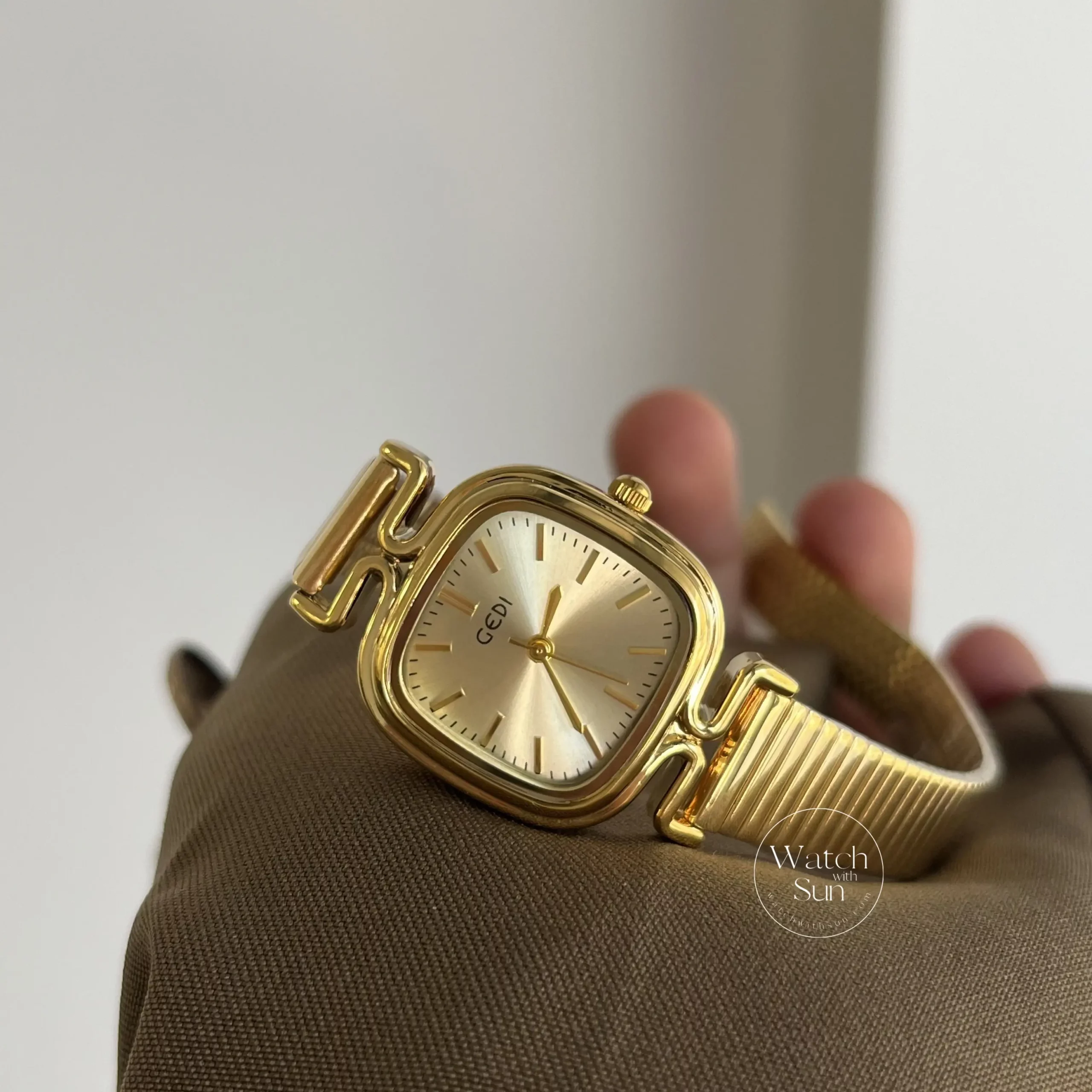 Square Face Dainty Golden Bracelet Watch