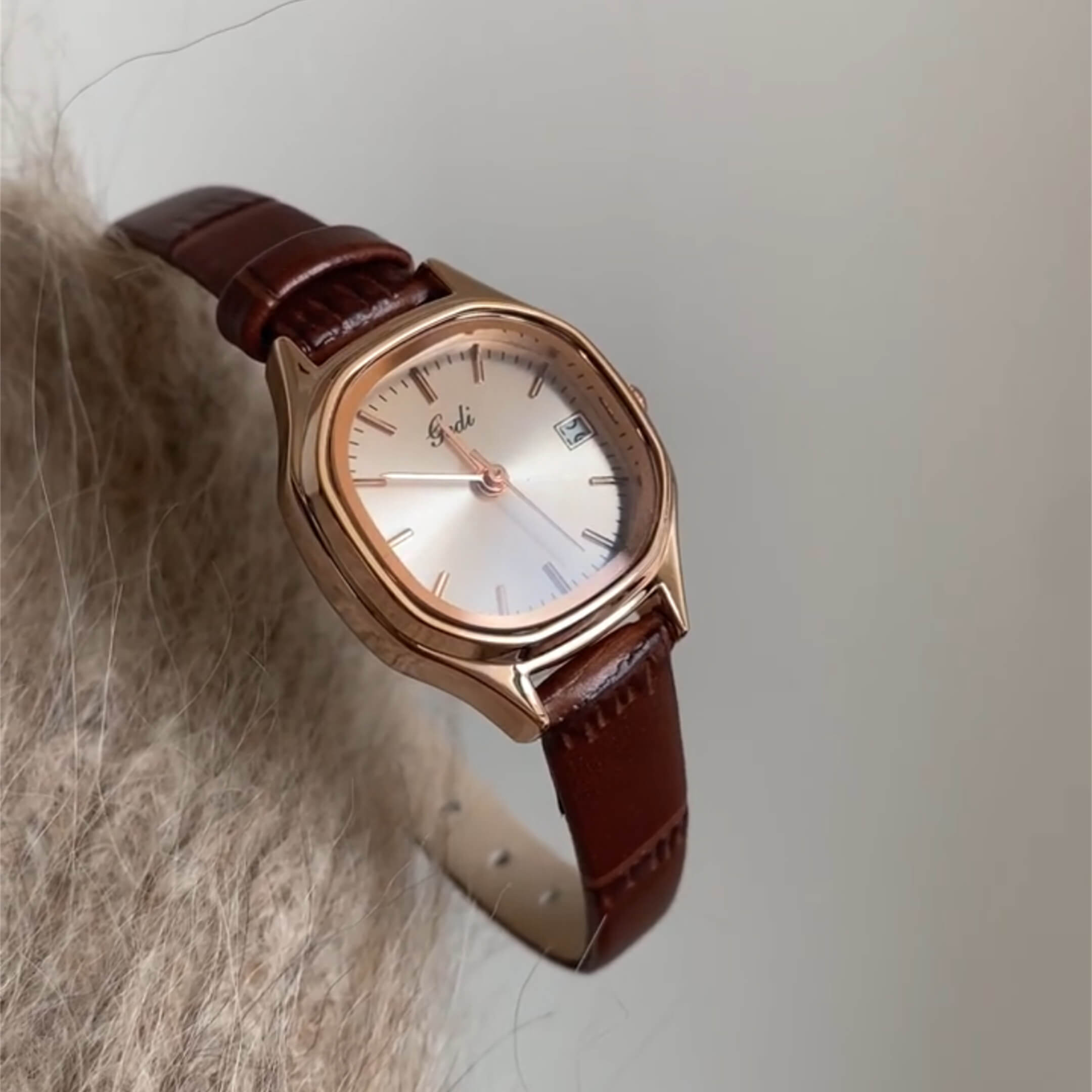 dainty brown leather watch