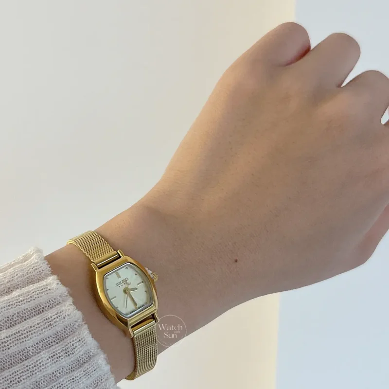 Womens Vintage Gold/Silver Small Face Mesh Watch