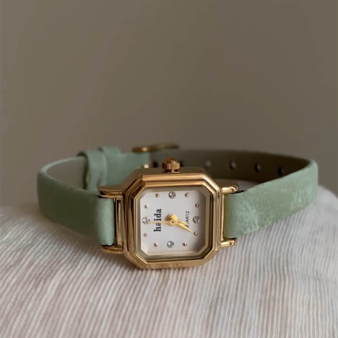 Sage Green Small Face Leather Watch