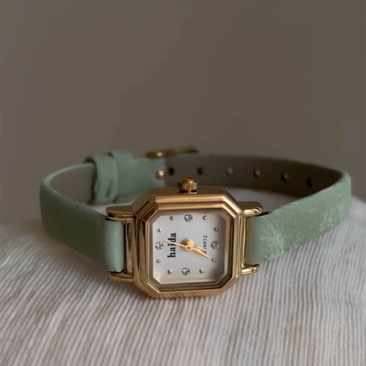 Sage Green Small Face Leather Watch
