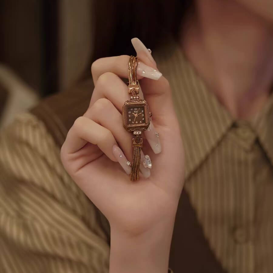 Dainty Golden Square Chain Stainless Steel Ladies Watch