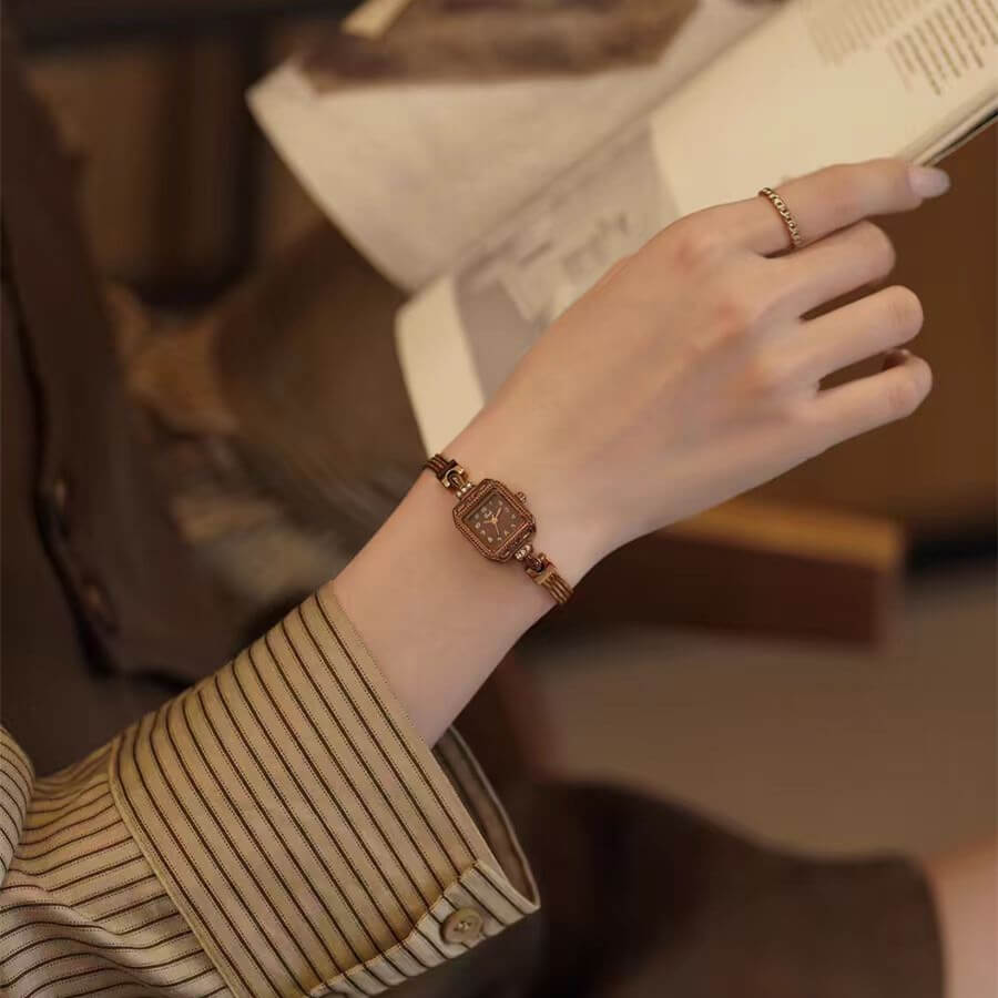 Dainty Golden Square Chain Stainless Steel Ladies Watch