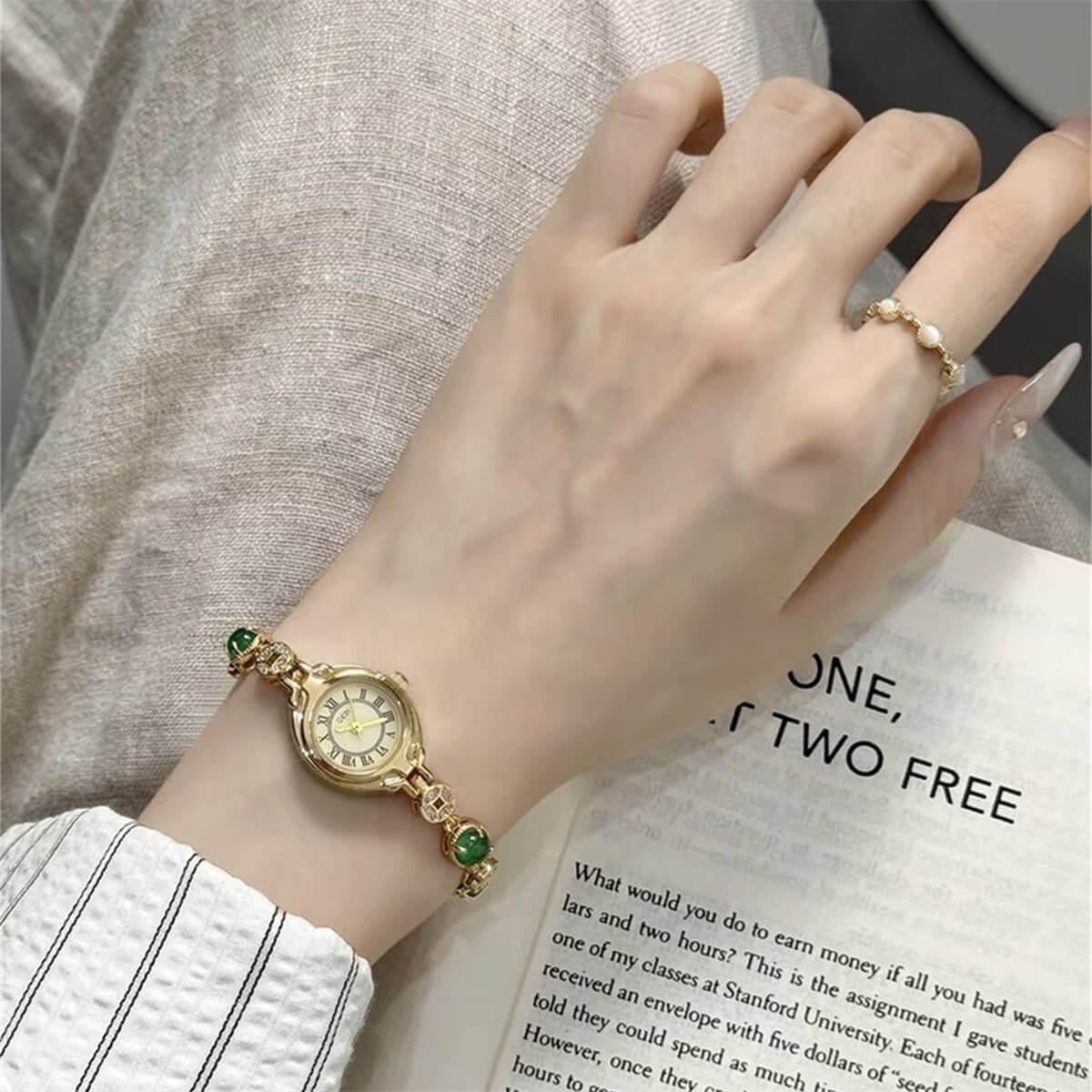 Oval Small Face Gold Bracelet Watch