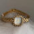 Square Face Gold Bracelet Zirconia Watch