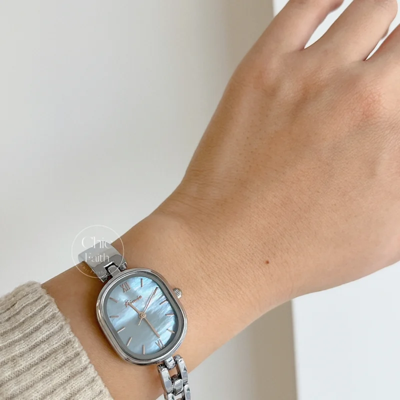 Dainty Mother of Pearls Oval Face Bracelet Ladies Watch