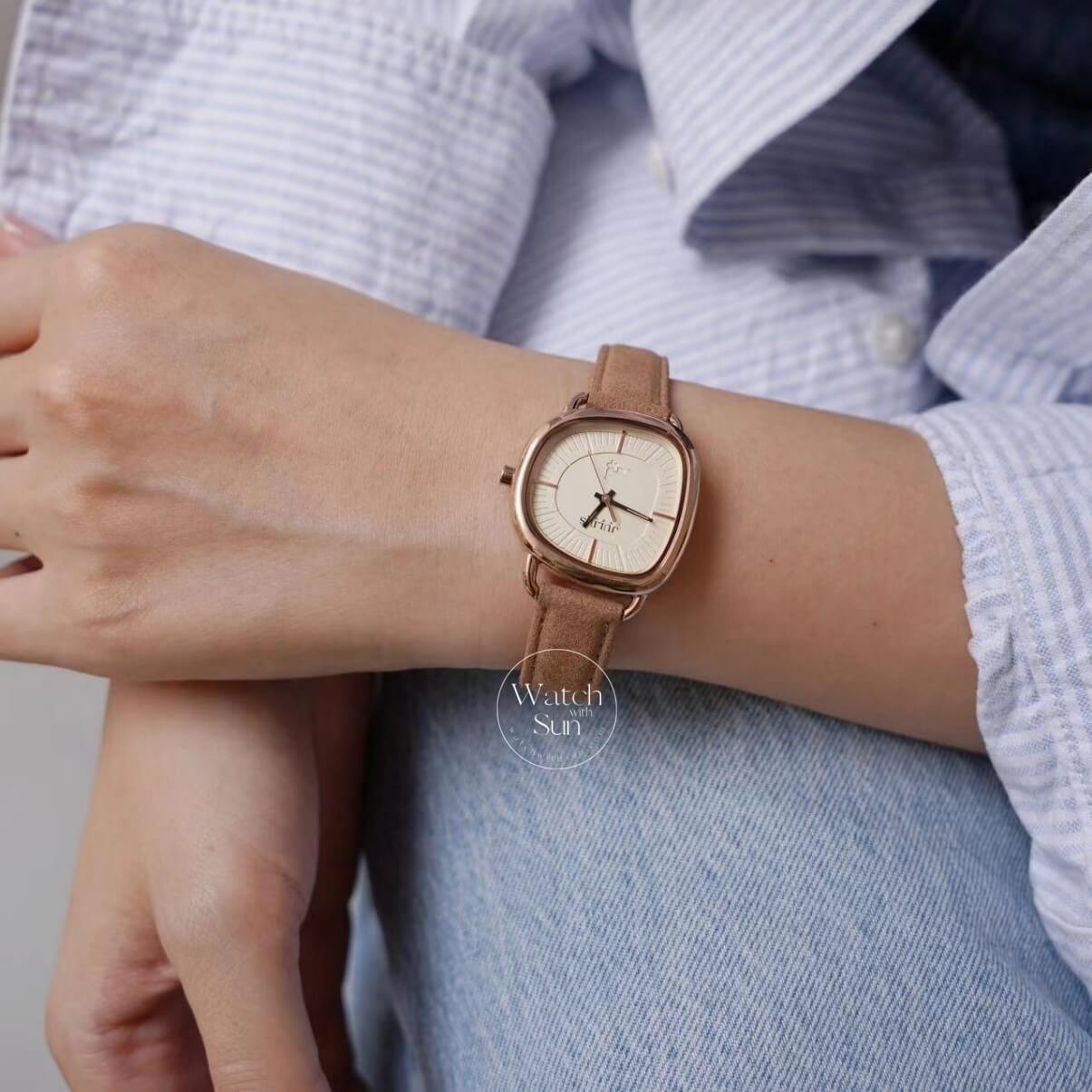 Green/Brown Leather Watch Bracelet Set